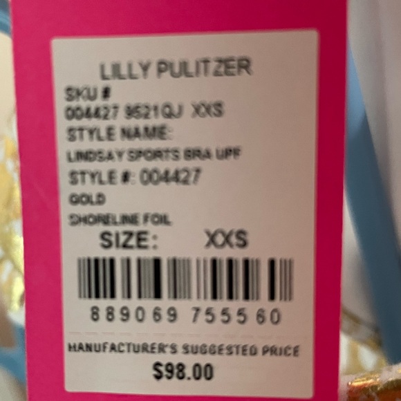 NWT Lily Pulitzer UPF 50+ Luxletic Lindsay Sports Bra - Picture 2 of 3